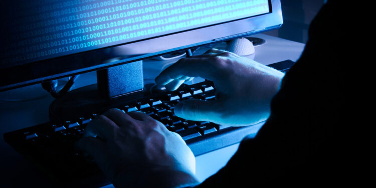 Ethical hacking concept with blue lighting